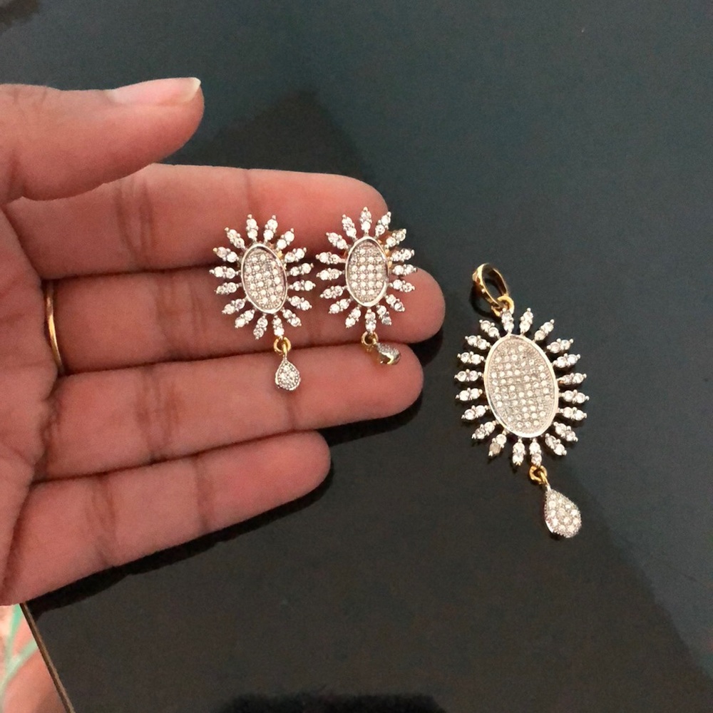 Indian CZ stones Locket & Earrings Set